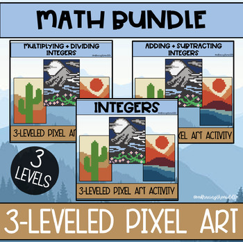 Preview of Landscape Themed Pixel Art BUNDLE for Middle School Math