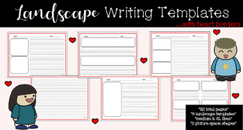 Preview of Landscape Writing Templates (heart borders)