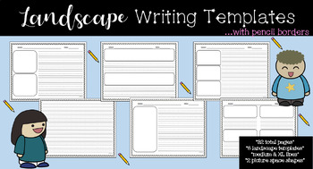 Preview of Landscape Writing Templates (pencil borders)