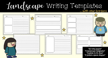 Preview of Landscape Writing Templates (star borders)