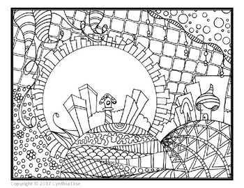 Zentangle Scenery Coloring Page Printable -  Portugal