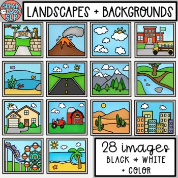 Preview of Landscapes + Backgrounds Clip Art • SpeakEazySLP