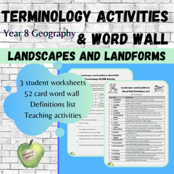 Preview of Landscapes and Landforms Terminology Activities and Word Wall