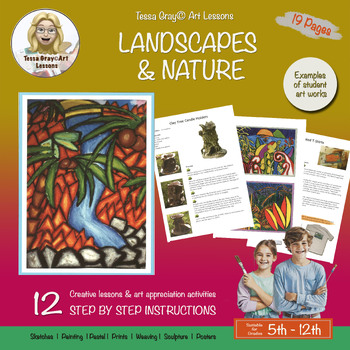 Preview of Landscapes and Nature Art Lessons, 12 Projects, Middle & Senior School