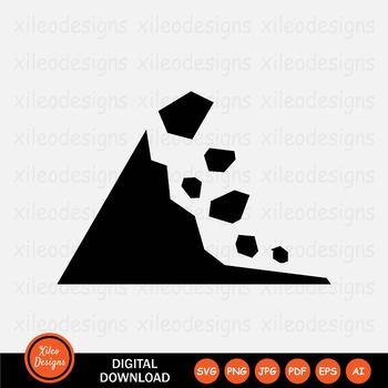 Preview of Landslide Icon Land Slide Natural Disaster Falling Rocks SVG PNG JPG PDF EPS AI