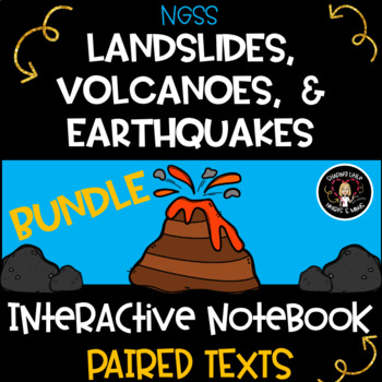 Preview of Landslides Earthquakes Volcanoes UNIT Interactive Notebook & Paired Text BUNDLE