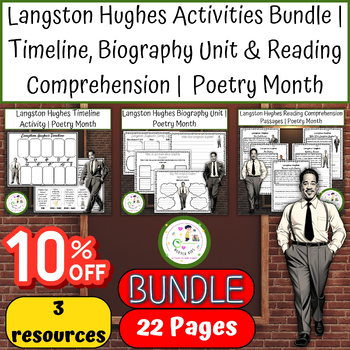Preview of Langston Hughes Activities Bundle|Timeline,Biography Unit &Reading Comprehension