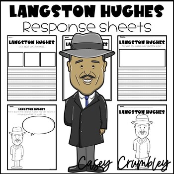Preview of Langston Hughes Black History Response Writing Coloring Drawing Sheets