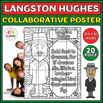 Preview of Langston Hughes Collaborative Coloring Poster | National Poetry Month