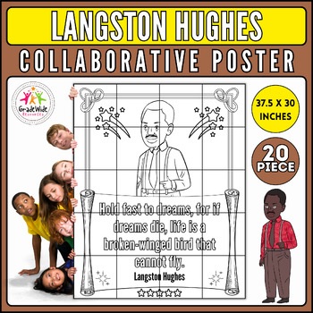 Preview of Langston Hughes Collaborative Coloring Poster: National Poetry Month Craft