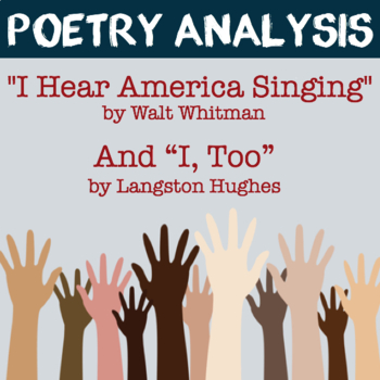 Preview of Langston Hughes "I, Too" + Walt Whitman "I Hear America Singing" Poetry Analysis