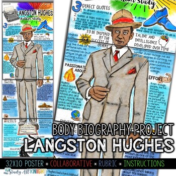 Preview of Langston Hughes, National Poetry Month, Author Study, Body Biography Project