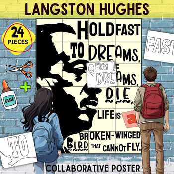 Preview of Langston Hughes Quote Collaborative Poster Black History Month Bulletin Board