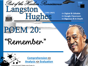 Preview of Langston Hughes Remember Poem Study Resource