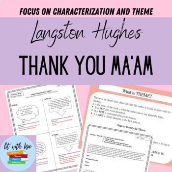 Preview of Langston Hughes Thank You Ma'am FOCUS on CHARACTERIZATION and THEME