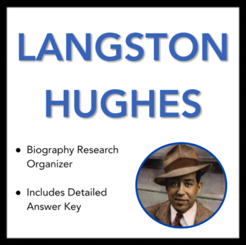 Preview of Langston Hughes Worksheet - Biography Research Organizer, with Answer Key