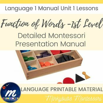 Preview of Language 1 Function of Words 1st Level Grammar Lessons Montessori Manual Unit 1