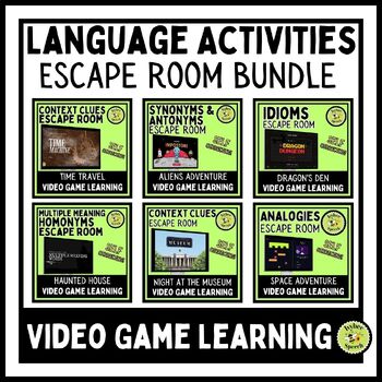 Preview of Language Activities Digital Escape Rooms Bundle 1