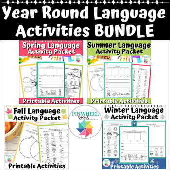 Preview of Language Activities Printable Year Round Bundle Speech Therapy Homework Packets