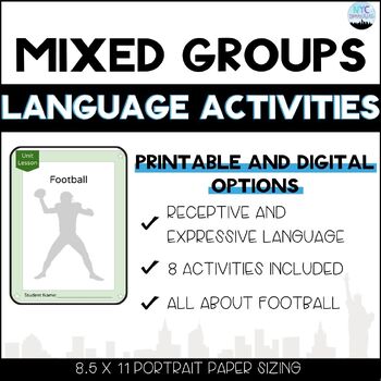 Preview of Language Activities for Mixed Therapy Groups_Football Themed