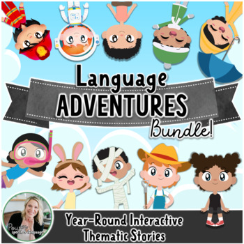 Preview of Language Adventures BUNDLE, BOOM Cards Speech Therapy, Interactive Stories