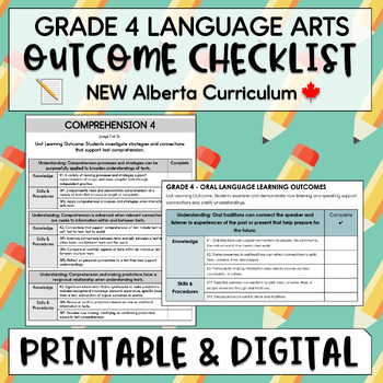 Preview of Language Arts 4 Unit Outcome Checklist - NEW Alberta LA Curriculum - Grade 4