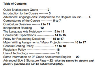 Preview of Language Arts 8: Course Handbook : Edit as Needed