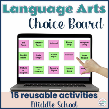 Preview of Language Arts Activities - Choice Board for Middle School
