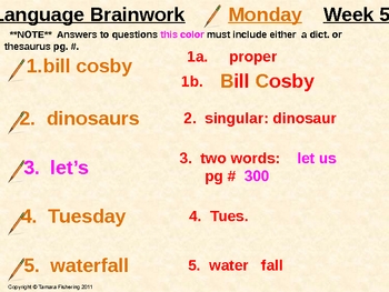 Preview of Language Arts Brainwork Activity Slide Presentation Weeks 25 thru 32