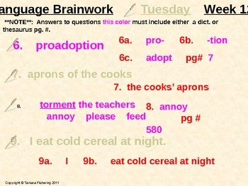 Preview of Language Arts Brainwork Activity Slides Complete 32 Week Package