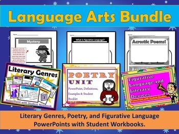 Preview of Language Arts Bundle with PowerPoints and Student Workbooks