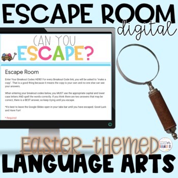 Preview of Easter Language Arts Digital Escape Room Google Apps