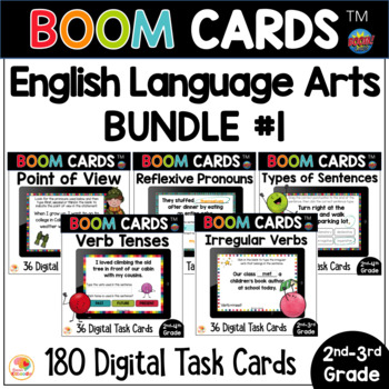 Preview of Language BOOM CARDS™ Task Cards Activities BUNDLE for 2nd and 3rd Grade