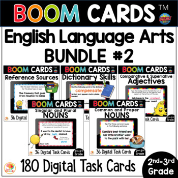 Preview of Language Arts BOOM CARDS™ Task Cards Anchor Charts BUNDLE for 2nd 3rd Grade