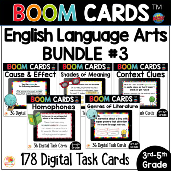 Preview of Language Arts BOOM CARDS Task Cards and Anchor Charts BUNDLE
