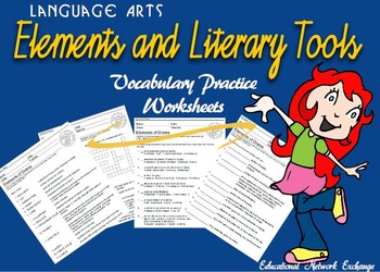 Preview of Language Arts: Elements and Literary Tools Vocabulary Practice Worksheets