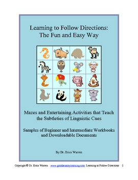 Preview of Following Directions, Listening, and Executive Functioning Free