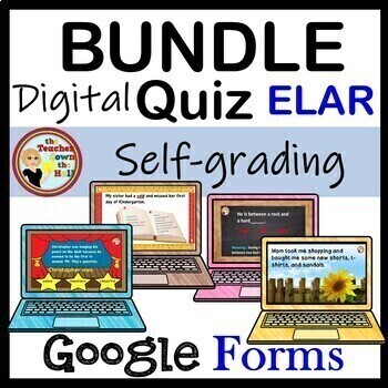 Preview of Digital Language Arts Google Forms Quizzes Reading & Writing Activities/Centers