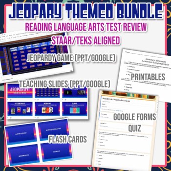 Preview of Jeopardy Themed Reading Test Review GIANT BUNDLE STAAR/TEKS Aligned