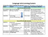 Language Arts Learning Centers - Schedule Overview