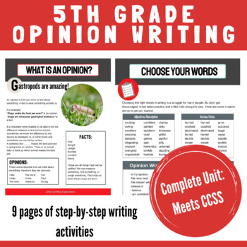 Preview of Language Arts: No Prep 5th Grade Opinion Writing