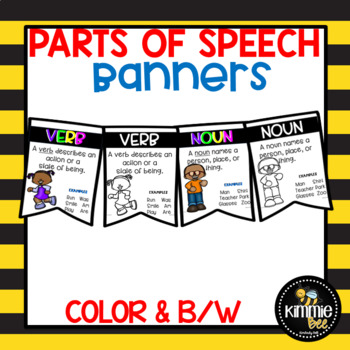 Preview of Language Arts Parts of Speech Banners Flags Decor