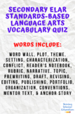 Secondary Language Arts Vocabulary Quiz