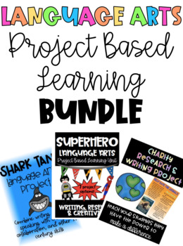 Preview of Language Arts Project Based Learning Bundle - Charity, Shark Tank, & Superhero