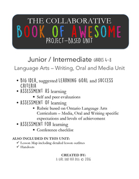 Preview of Language Arts Project-Based Unit - The Book of Awesome - Creative Writing