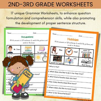 Preview of Language Arts- Reading and Writing Worksheets for 2nd-3rd Grade and ESL learners