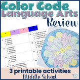 Language Arts Review Activities - Color By Code Printables