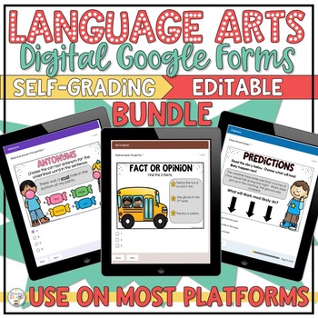 Preview of Language Arts Google Forms Self-Grading Bundle | Print & Digital