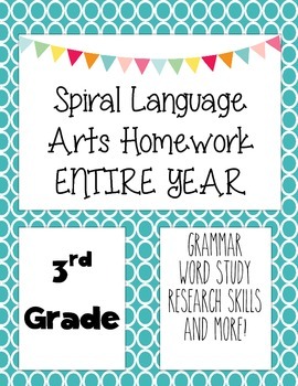Preview of Language Arts Spiral Homework 3rd Grade All year