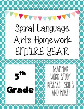 Preview of Language Arts Spiral Homework 5th grade Entire Year